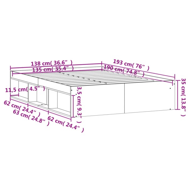 Estructura de cama de matrimonio blanca 135x190 cm