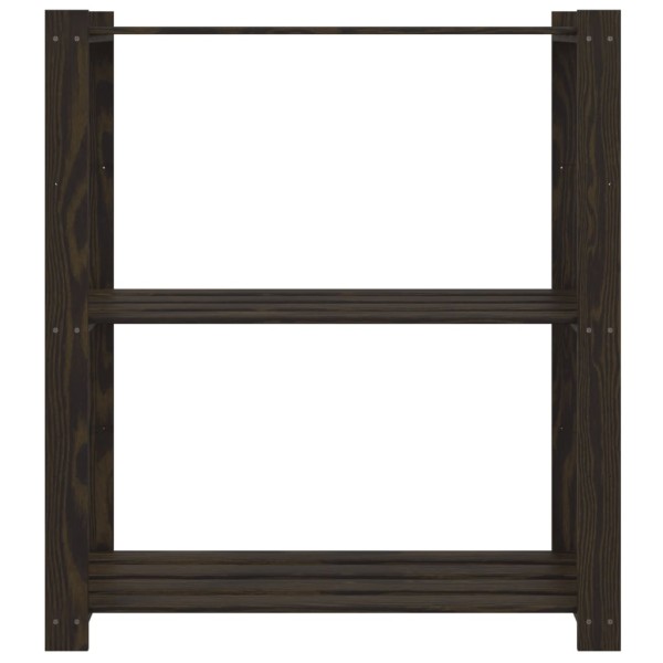 Estantería de 3 niveles madera maciza de pino negro 80x38x90 cm