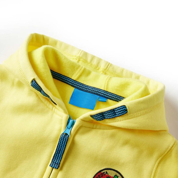 Sudadera para niños con capucha y cremallera amarillo claro 116