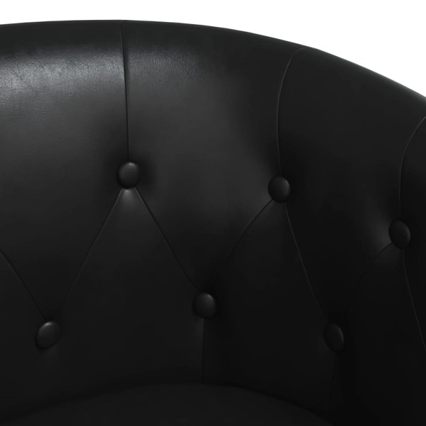 Sillón con taburete cuero sintético negro