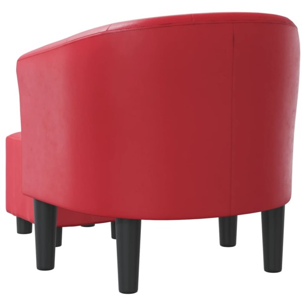 Sillón con taburete cuero sintético rojo