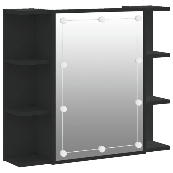 Mueble con espejo y LED negro 70x16,5x60 cm