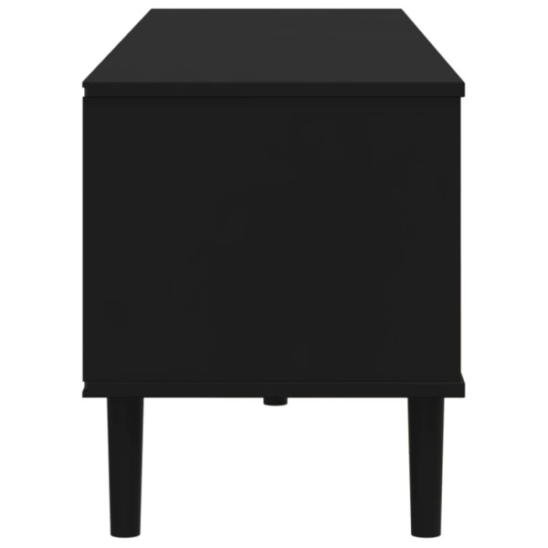 Mueble de TV SENJA aspecto ratán madera pino negro 158x40x49 cm