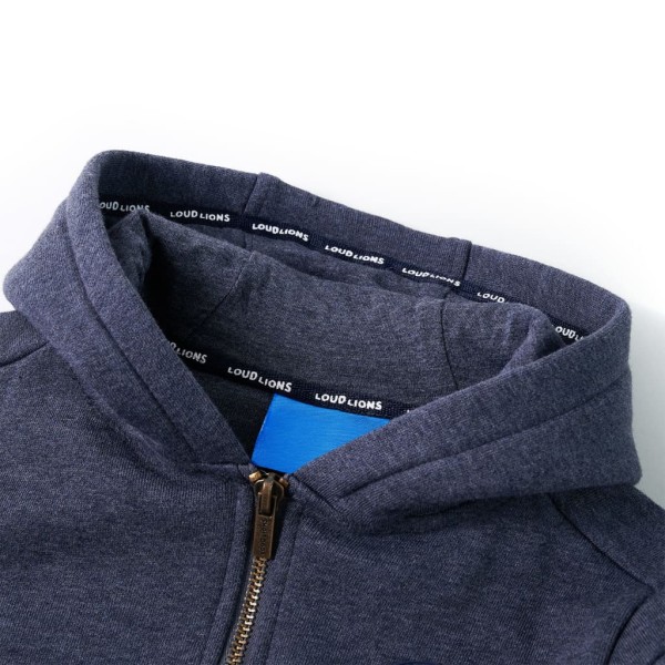 Sudadera para niños con capucha y cremallera azul oscuro