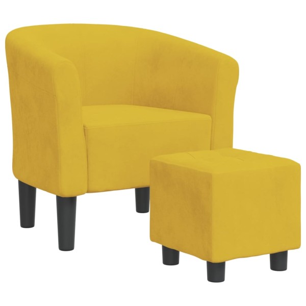 Sillón con taburete terciopelo amarillo