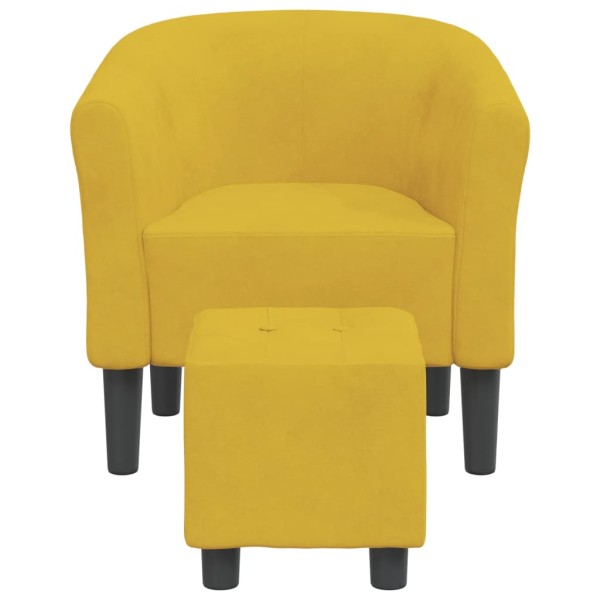 Sillón con taburete terciopelo amarillo