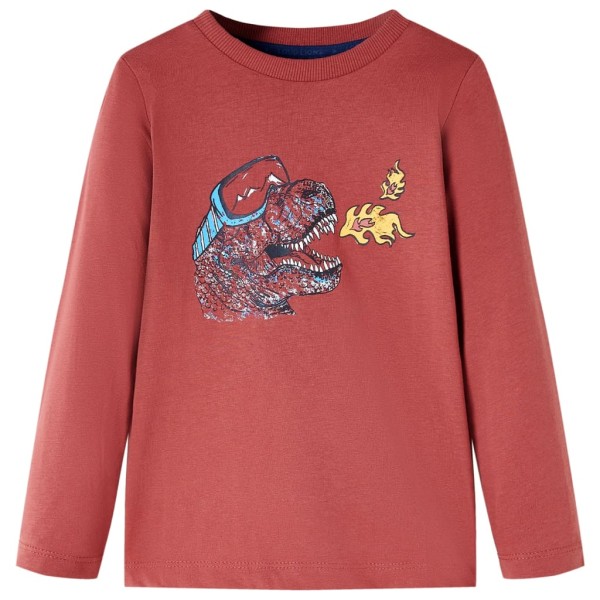 Camiseta para niños de manga larga rojo tostado 140