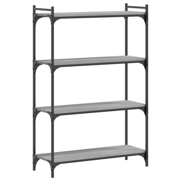 Librería 4 estantes madera ingeniería gris Sonoma 80x30x120 cm