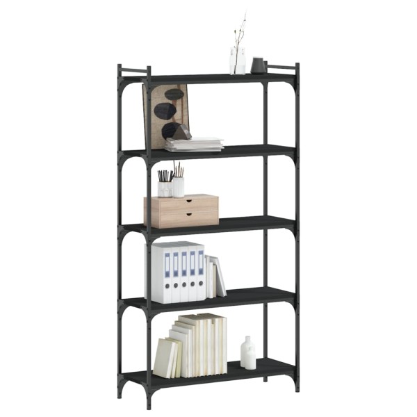 Librería de 5 estantes madera de ingeniería negro 80x30x154 cm