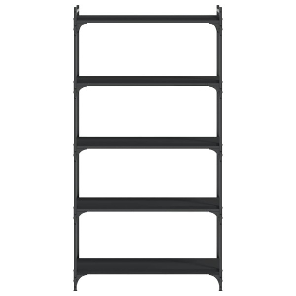 Librería de 5 estantes madera de ingeniería negro 80x30x154 cm