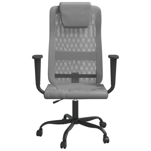 Silla de oficina tela de malla y cuero sintético gris