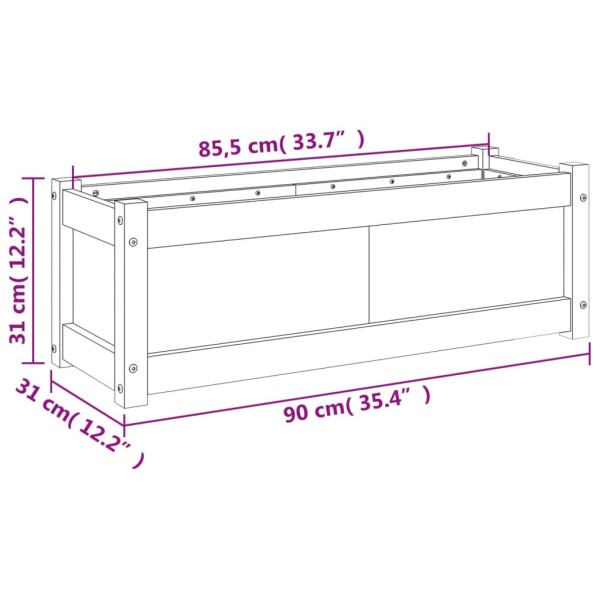 Jardinera de madera de pino impregnada 90x31x31 cm