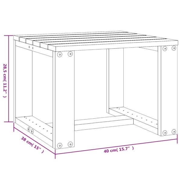 Mesa auxiliar de jardín madera maciza douglas 40x38x28,5 cm