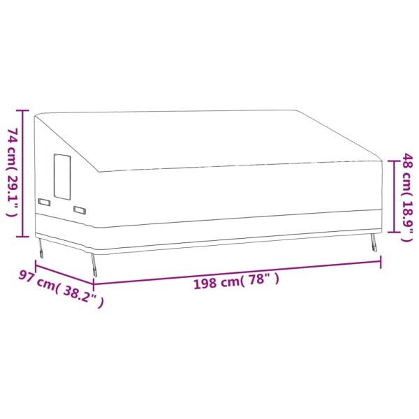 Cubierta de banco de 3 plazas Oxford 600D beige 198x97x48/74 cm