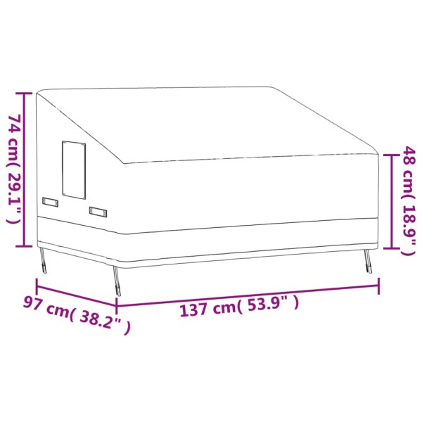 Cubierta de banco de 2 plazas Oxford 600D beige 137x97x48/74 cm