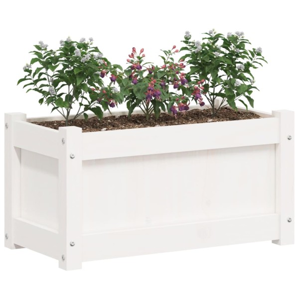 Jardinera de madera maciza de pino blanca 60x31x31 cm