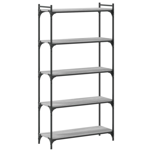 Librería 5 estantes madera ingeniería gris Sonoma 80x30x154 cm