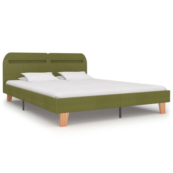 Estructura de cama con LED tela verde 180x200 cm