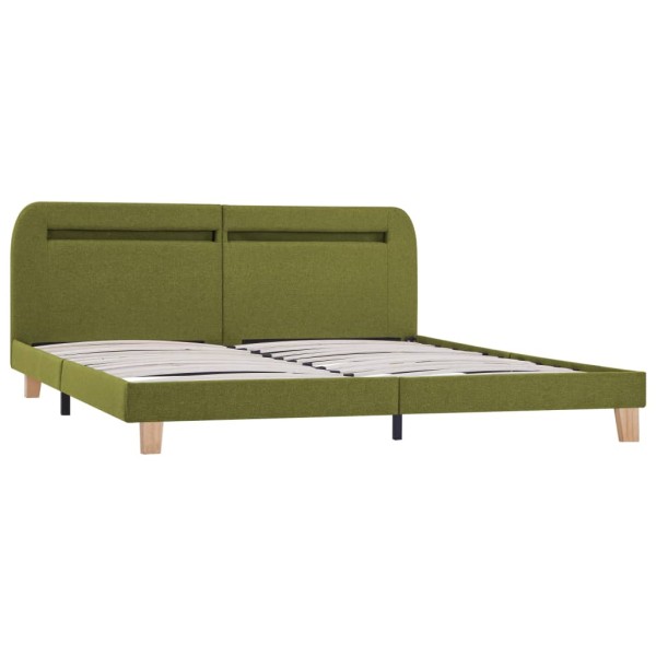 Estructura de cama con LED tela verde 180x200 cm