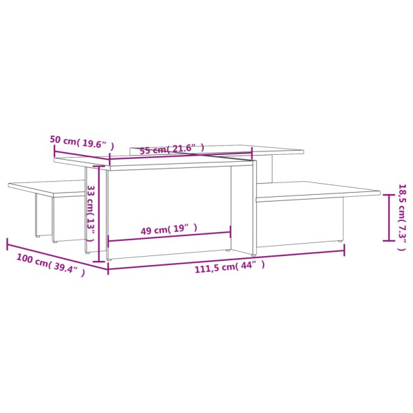 Mesas de centro 2 uds madera de ingeniería blanco