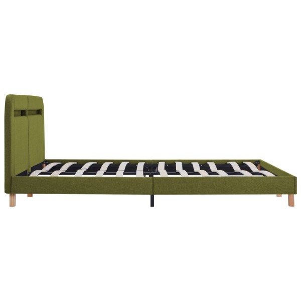 Estructura de cama con LED tela verde 180x200 cm