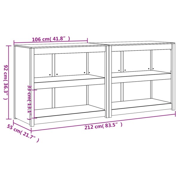 Muebles de cocina de exterior 2 pzas madera maciza pino blanco