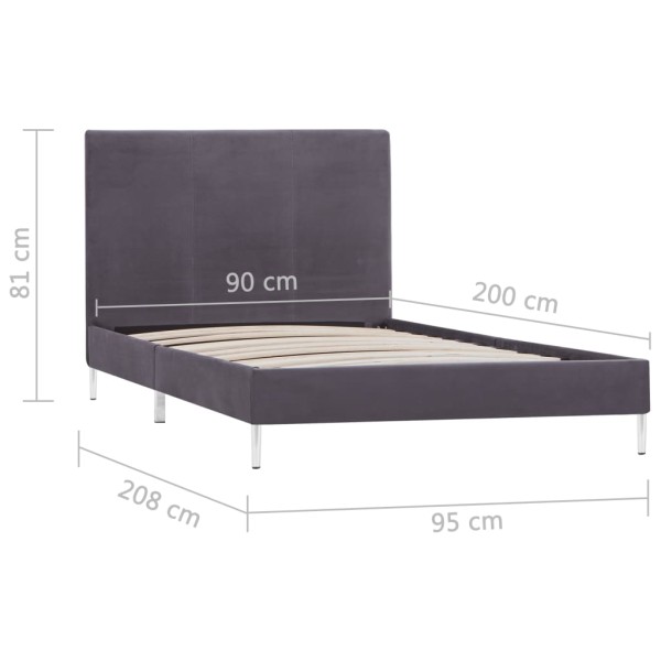 Estructura de cama de tela gris 90x200 cm