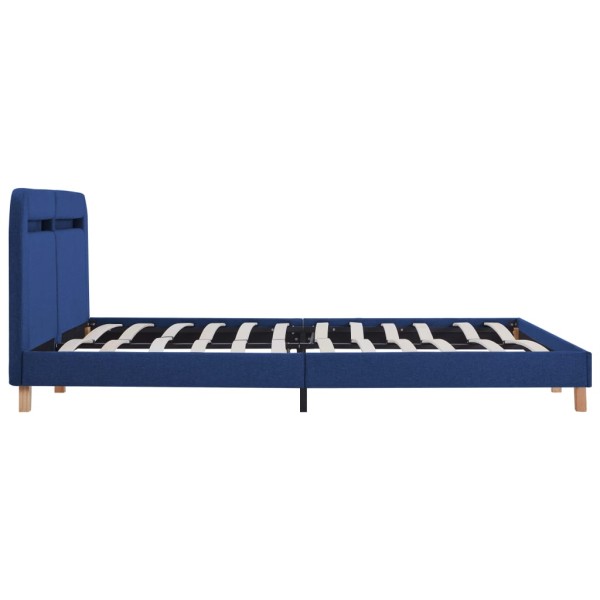 Estructura de cama con LED tela azul 160x200 cm