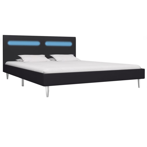 Estructura de cama con LED tela negro 180x200 cm