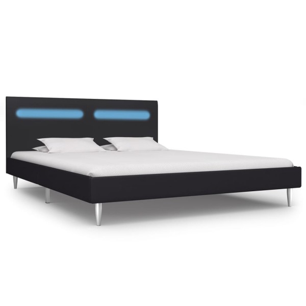 Estructura de cama con LED tela negro 180x200 cm