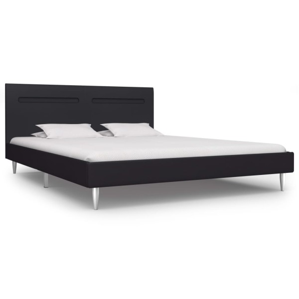 Estructura de cama con LED tela negro 180x200 cm