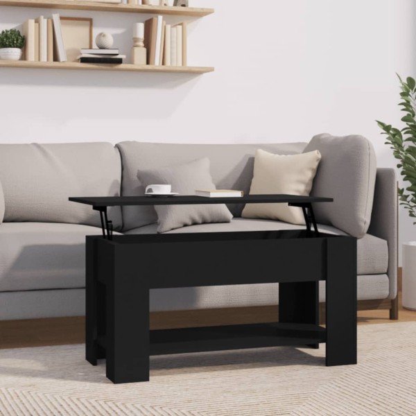 Mesa de centro madera contrachapada negro 101x49x52 cm