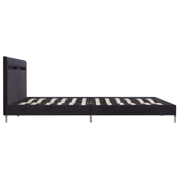 Estructura de cama con LED tela negro 180x200 cm