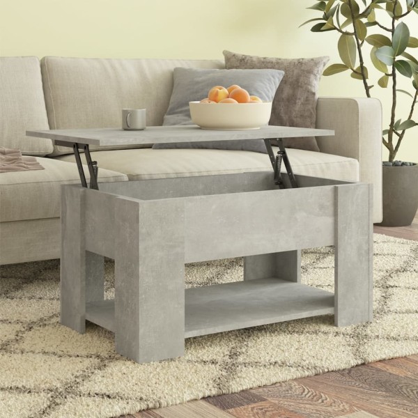 Mesa de centro madera contrachapada gris hormigón 79x49x41 cm