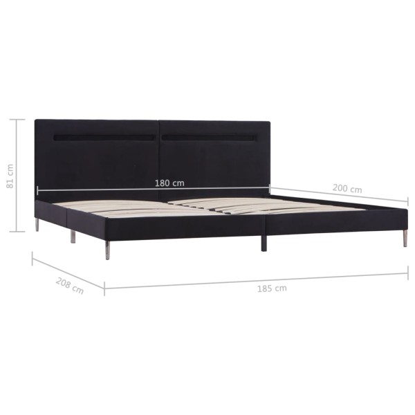 Estructura de cama con LED tela negro 180x200 cm