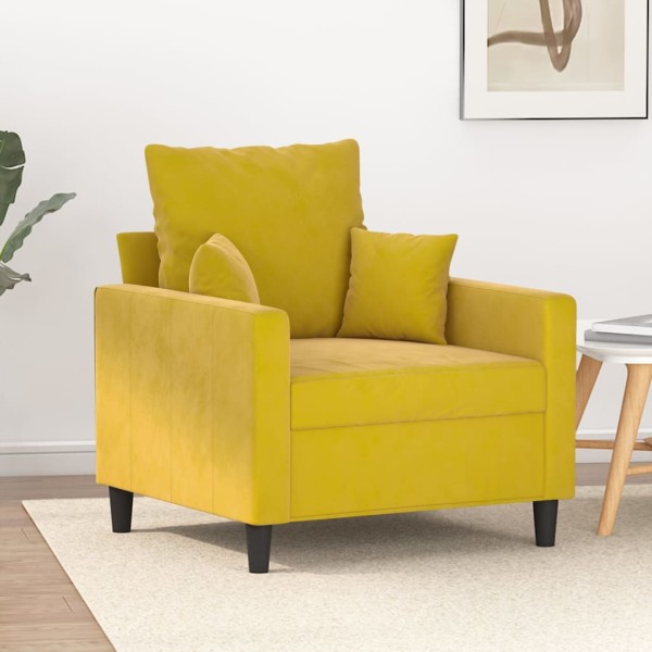 Sillón de terciopelo amarillo 60 cm