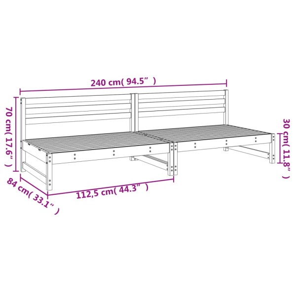 Sofás centrales de jardín 2 uds madera abeto Douglas 120x80 cm