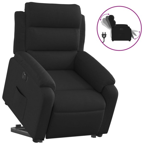 Sillón eléctrico reclinable elevable de tela negro