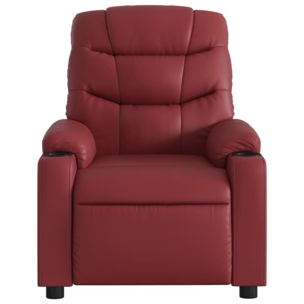 Sillón reclinable eléctrico de cuero sintético rojo tinto