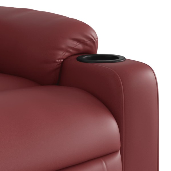 Sillón reclinable eléctrico de cuero sintético rojo tinto