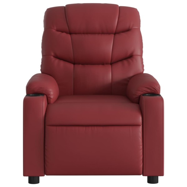 Sillón masaje reclinable eléctrico cuero sintético rojo tinto