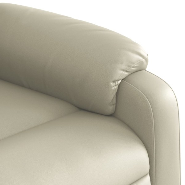 Sillón reclinable eléctrico de cuero sintético crema