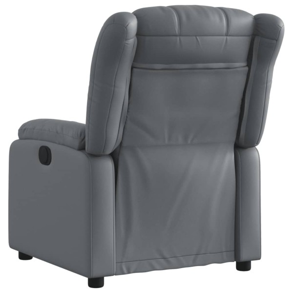 Sillón reclinable eléctrico de cuero sintético gris