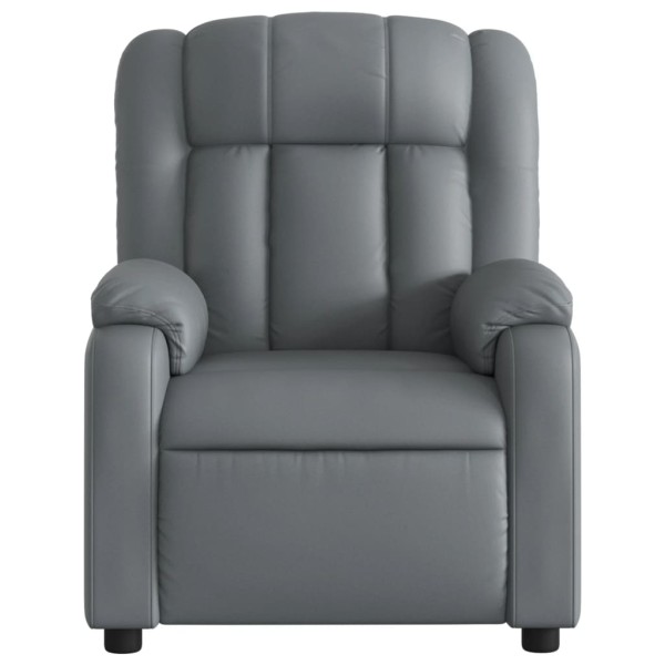 Sillón reclinable eléctrico de cuero sintético gris