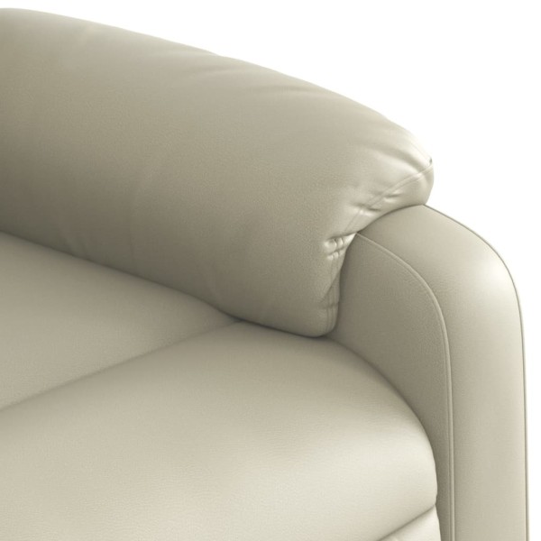 Sillón de masaje reclinable eléctrico cuero sintético crema