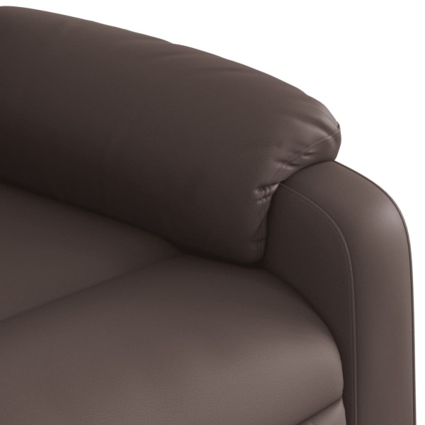 Sillón de masaje elevable eléctrico cuero sintético marrón