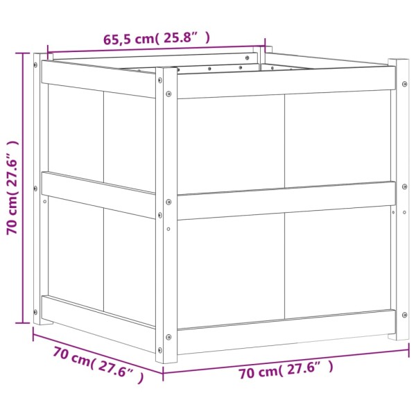 Jardinera de madera maciza de pino 70x70x70 cm