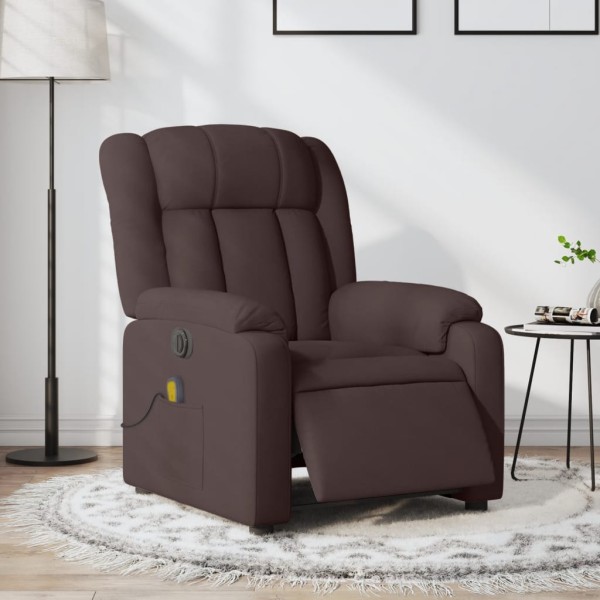 Sillón reclinable de masaje eléctrico tela marrón oscuro