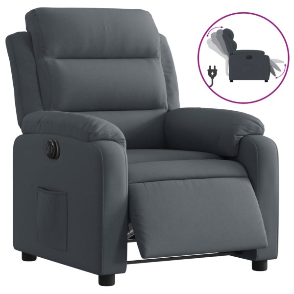 Sillón reclinable eléctrico de terciopelo gris oscuro