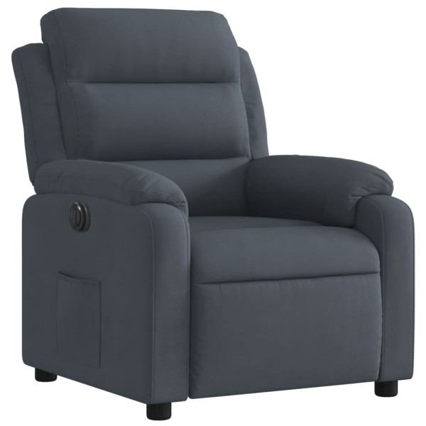 Sillón reclinable eléctrico de terciopelo gris oscuro